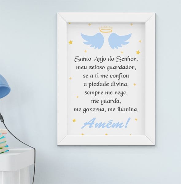 Quadro Infantil Bebê Menino Santo Anjo Sonhe Alto Kit 4 Peças - 5