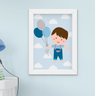 Quadro Infantil Bebê Menino Elefante Nuvem Balão Kit 4 Peças - 5