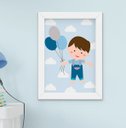 Ver imagem 5 de Quadro Infantil Bebê Menino Elefante Nuvem Balão Kit 4 Peças