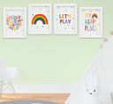Ver imagem 1 de Quadro Infantil Bebê Menino Menina Alfabeto Arco-íris Kit 4 Peças