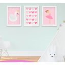 Ver imagem 1 de Quadro Decorativo Infantil Menina Bailarina Cisne Kit 3 Peças