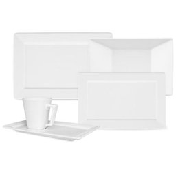 Aparelho de Jantar e Chá 30 Peças Retangular White - 1