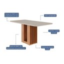 Ver imagem 2 de Mesa Multiuso Cozinha Ariela C/ Tampo Madeirado Vidro 160x80cm Cinamomo/off White - Cimol