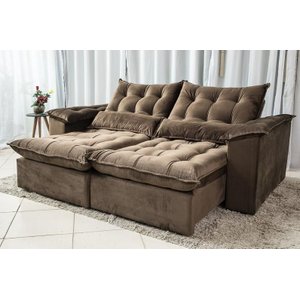 Sofá Retrátil e Reclinável Ipanema 1,50m em Tecido Veludo C/pillow Nos Braços - Montagem Inclusa:mar