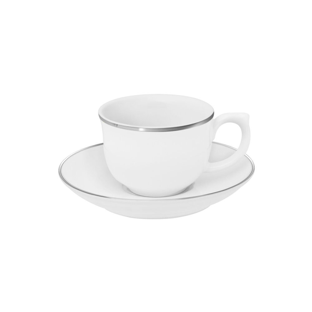 Aparelho de Jantar/Chá e Café 42 Peças de Porcelana Isabel Branco C/Filete Prata Oxford - 6