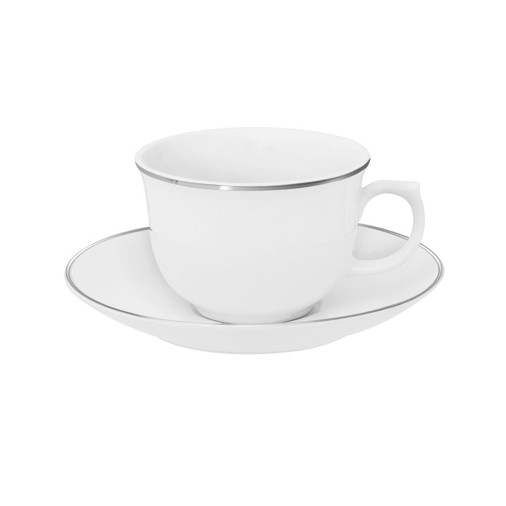 Aparelho de Jantar/Chá e Café 42 Peças de Porcelana Isabel Branco C/Filete Prata Oxford - 5