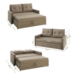 Sofá Icaria 3 em 1 Sofá Chaise Cama 1,50m Bege Estofama - 2