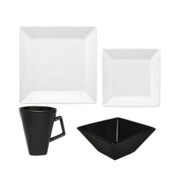 Aparelho de Jantar/Lanche 16 Peças Oxford Black And White - 1 Aparelho de Jantar/Lanche 16 Peças Oxford Black And White - 1