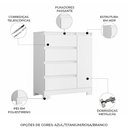 Ver imagem 3 de Cômoda Quarto Sapateira 84cm Lipion Flex Branco/Titanium/Rosa/Azul A02 - Mpozenato