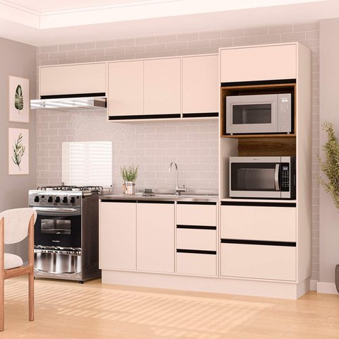 Armário de Cozinha Modulada Completa 4 Peças 270cm sem Tampo 250035 Koya Politorno Móveis