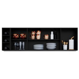 Aéreo Lavinia com Nicho Garrafeiro 160cm para Cozinha Preto - Belliv Decor - 2