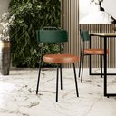 Ver imagem 2 de Cadeira Decorativa Estofada Sala Jantar Barcelona L02 Facto Verde Musgo Couríssimo Camel - Lyam Lyam