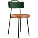 Ver imagem 1 de Cadeira Decorativa Estofada Sala Jantar Barcelona L02 Facto Verde Musgo Couríssimo Camel - Lyam Lyam
