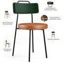 Ver imagem 4 de Cadeira Decorativa Estofada Sala Jantar Barcelona L02 Facto Verde Musgo Couríssimo Camel - Lyam Lyam