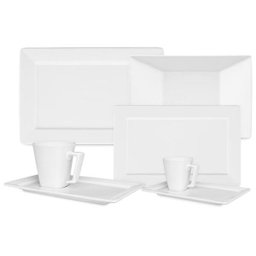 Aparelho de Jantar Chá e Café 42 Peças Retangular White - 1