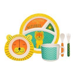 Conjunto Refeição Infantil 5 Peças Leãozinho - 1 Conjunto Refeição Infantil 5 Peças Leãozinho - 1