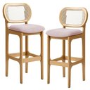 Ver imagem 1 de Kit 02 Banquetas Altas para Cozinha Bancada Sala Tela Betta Fixa L02 Suede Rosê - Lyam