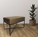 Ver imagem 1 de Banqueta Retangular Pisa Tecido Suede Marrom com Pé Preto