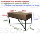 Ver imagem 2 de Banqueta Retangular Pisa Tecido Suede Marrom com Pé Preto