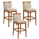 Ver imagem 1 de Kit 3 Banquetas Alta Cozinha Gourmet Conforto Suede:suede Bege