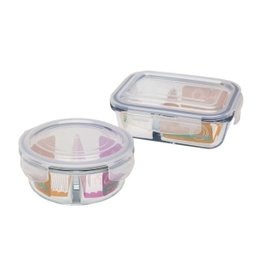 Conjunto De 2 Potes Herméticos De Vidro Com Divisórias - 1