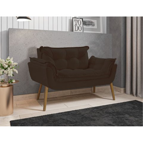 Poltrona Decorativa Sofá Namoradeira 2 Lugares Opalla Marrom