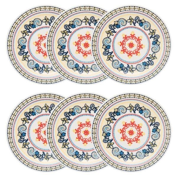 Conjunto de 6 Pratos Rasos 26cm Floreal La Pollera - 2