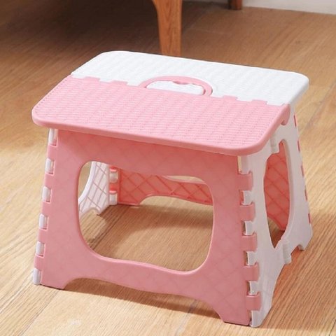 Banqueta Dobravel Infantil Rosa Cadeira Multiuso Banheiro Quarto Lanche Camping Praia Alca Portatil 