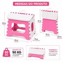 Ver imagem 4 de Banqueta Dobravel Infantil Rosa Cadeira Multiuso Banheiro Quarto Lanche Camping Praia Alca Portatil
