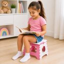 Ver imagem 6 de Banqueta Dobravel Infantil Rosa Cadeira Multiuso Banheiro Quarto Lanche Camping Praia Alca Portatil