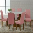 Ver imagem 1 de Kit 06 Capas de Cadeira Jantar Cozinha Lisa com Elástico:Rose