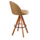 Ver imagem 3 de Kit 2 Banquetas Giratória com Assento Estofado e Base em Madeira Castanho – Lara Exclusiva Courino D