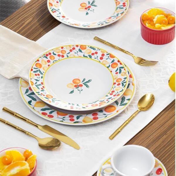 Conjunto de 6 Pratos Sobremesa 22cm Flamingo Fruits - 4
