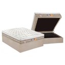 Ver imagem 1 de Cama Box Baú Casal: Colchão Molas Castor Pocket Silver Star Air One Face + Base CRC Suede Clean(