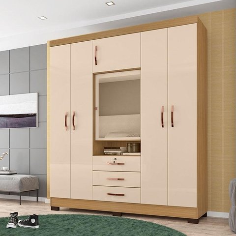 Guarda Roupa Casal Ambiente Imperial Carvalho Americano Off White - Incorplac