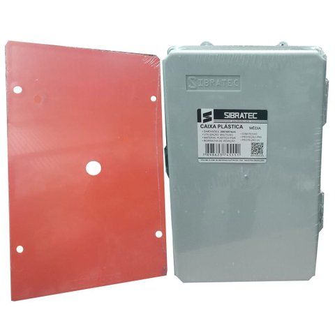 Kit Caixa Plástica Média + Placa Média - 28x18x14 Sibratec