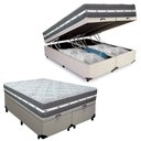 Ver imagem 1 de Cama Box Baú Casal Bipartido Sintético + Colchão Anjos Black Graphite Molas Ensacadas 138x188x64cm B