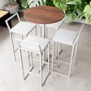 Ver imagem 1 de Conjunto Mesa Alta Bar Bistrô Redonda Imbuia 4 Banquetas Estofado Branco Ind White Don Castro