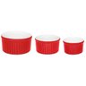 Conjunto de 3 Tigelas Ramequin Branco e Vermelho - 1