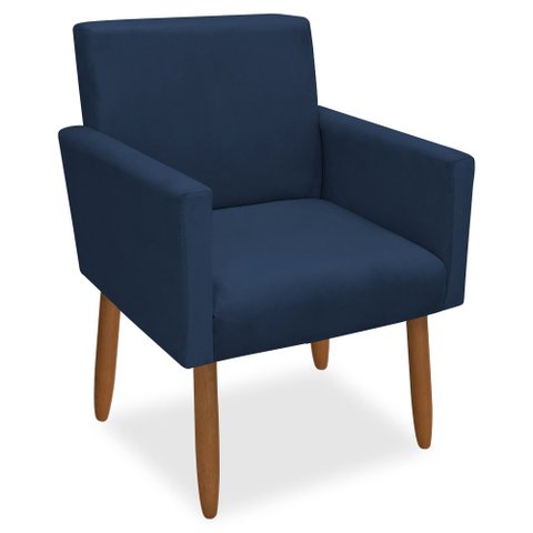 Poltrona Decorativa Nina Pés Palito Veludo Azul Marinho Chamby Móveis