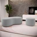 Ver mais imagens de Conjunto 02 Puffs Decorativos Living Aisha Orgânico Bouclê Cinza Claro - Desk Design