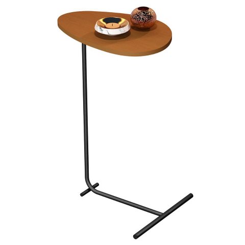 Mesa de Apoio de Sofá Orgânica Alamanda com Pés de Metal Nature/preto
