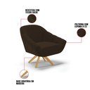 Ver imagem 6 de Kit 01 Namoradeira 02 Lugares e 01 Poltrona Giratória Giovana Suede Marrom Base Madeira MM30 - D'