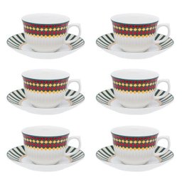 Conjunto de 6 Xícaras Grandes 240ml Com Pires Sao Basilio - 3 Conjunto de 6 Xícaras Grandes 240ml Com Pires Sao Basilio - 3