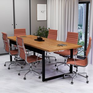 Mesa de Reunião 190x80cm com Pé de Ferro Ideal para Escritórios Salas Corporativas e Home Office:nat