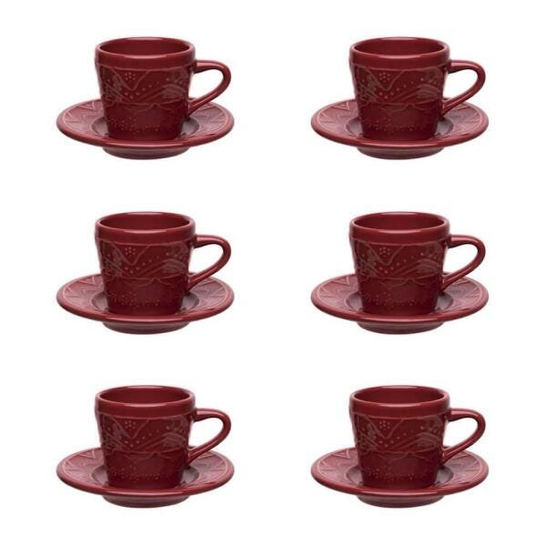 Conjunto de 6 Xícaras Pequenas 90ml Com Pires Serena Veludo - 2