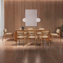 Ver imagem 1 de Sala de Jantar Mesa Nala 220cm Tampo Laminado Canto Moeda com 8 Cadeiras Eva