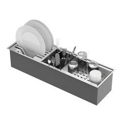 Kit Cuba Quebec 60cm Aço Inox 304 + Calha Organizadora Aço Inox + Torneira Genebra Monocomando - 14