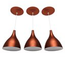 Ver imagem 1 de Luminária Pendente Cone Sirius Kit 3 Unidades Cobre / Branco