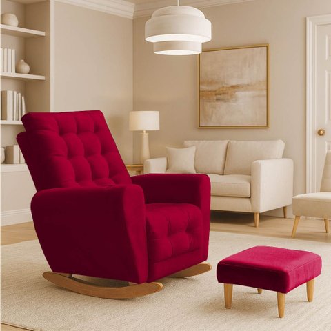 Poltrona Amamentação Base Balanço Cecilia Vermelho